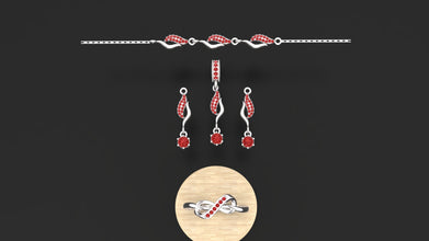 Elegant Sterling Silver Necklace Set with Colored Gemstones | Bridal, Party & Gift Jewelry by Minzaari