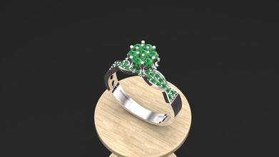 Sterling Silver Customizable Gemstone Floral Ring – Elegant Women’s Statement Ring, Adjustable Design