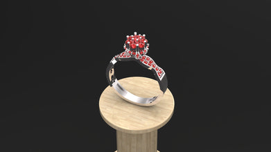 Sterling Silver Customizable Gemstone Floral Ring – Elegant Women’s Statement Ring, Adjustable Design