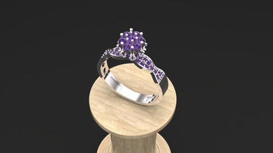 Sterling Silver Customizable Gemstone Floral Ring – Elegant Women’s Statement Ring, Adjustable Design