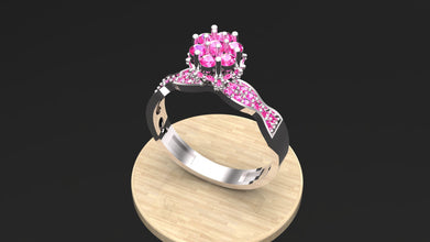 Sterling Silver Customizable Gemstone Floral Ring – Elegant Women’s Statement Ring, Adjustable Design