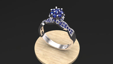 Sterling Silver Customizable Gemstone Floral Ring – Elegant Women’s Statement Ring, Adjustable Design