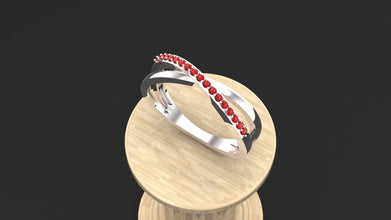 Sterling Silver Crossover Ring with Custom Gemstones – Elegant Women’s Jewelry Gift