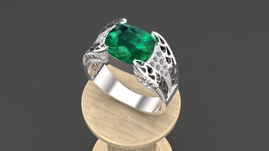 Handcrafted elite class Sterling Silver Ring with Emerald, Ruby & Sapphire – Customizable Gemstone Jewelry for Men