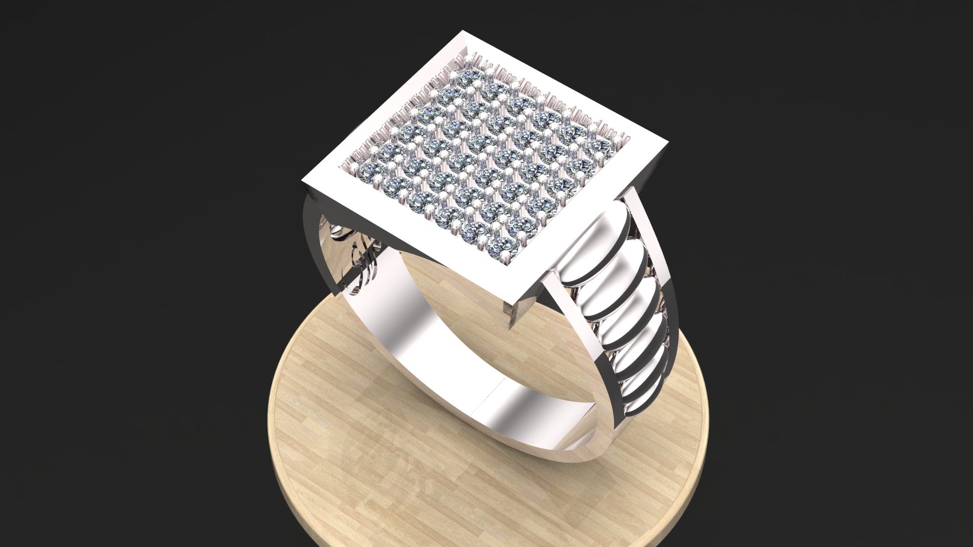 Apex sterling silver statement ring for men with classic diamond white gemstones.
