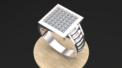 Apex sterling silver statement ring for men with classic diamond white gemstones.