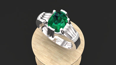Handcrafted Sterling Silver Men’s Ring with Emerald, Ruby or Sapphire | Custom Luxury Statement Jewelry