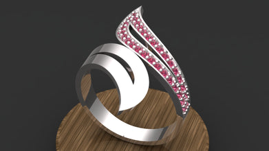 Sterling Silver Wave Design Ring customizable – Modern Adjustable Women’s Statement Jewelry