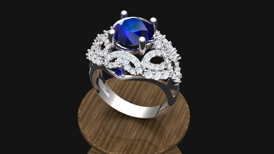 925 Sterling Silver Halo Ring | Women’s Vintage Statement Engagement Ring | Cocktail & Anniversary Ring