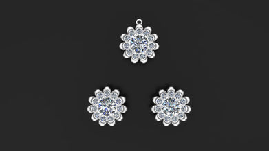 Handcrafted Sterling Silver Jewelry Set | Floral Pendant & Earrings with Custom Gemstones