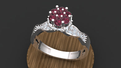 Sterling Silver Customizable Gemstone Floral Ring – Elegant Women’s Statement Ring, Adjustable Design