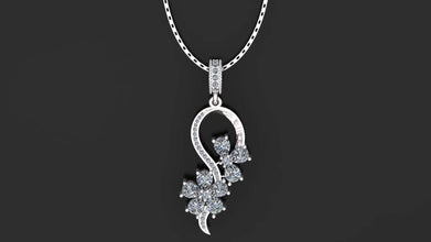 Elara Sterling Silver Flower Pendant with brilliant-cut Diamond white stones.