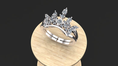 Sterling Silver Crown Ring with Custom Gemstones | Elegant Women’s Tiara-Inspired Jewelry
