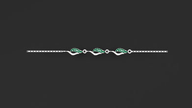 Elegant Sterling Silver Leaf Bracelet with CZ, Emerald & Ruby Stones | Adjustable Women’s Jewelry