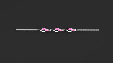 Elegant Sterling Silver Leaf Bracelet with CZ, Emerald & Ruby Stones | Adjustable Women’s Jewelry