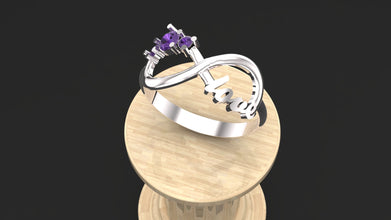 Personalized Sterling Silver Infinity Love Ring with Custom Birthstones – Unique Couples & Promise Jewelry
