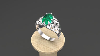 Elegant Sterling Silver Ring with Custom Gemstone (Ruby, Emerald, Sapphire) | Handmade Filigree Design