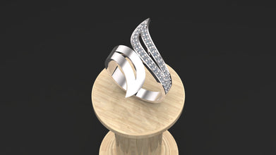 Sterling Silver Wave Design Ring customizable – Modern Adjustable Women’s Statement Jewelry