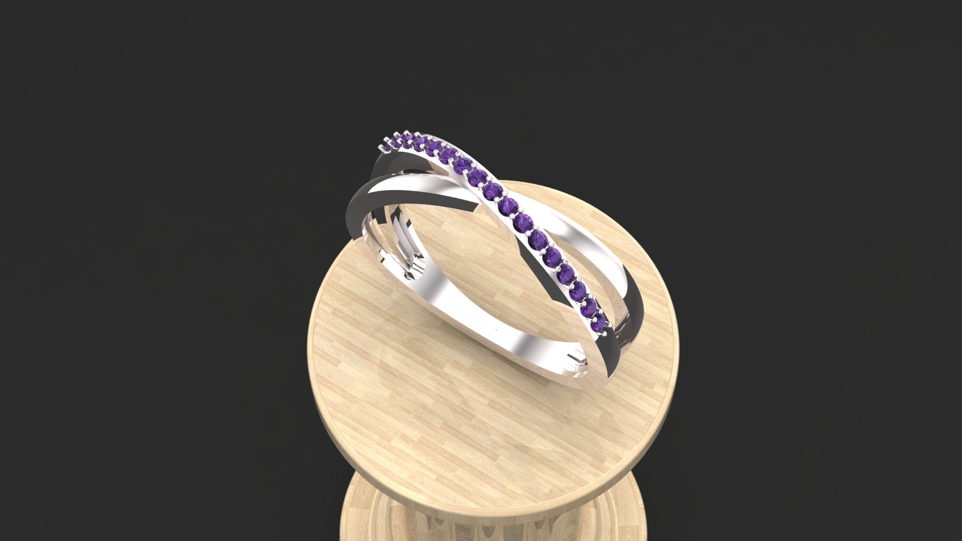 Sterling Silver Crossover Ring with Custom Gemstones – Elegant Women’s Jewelry Gift