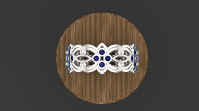 Floral Sterling Silver Ring with Custom Gemstones – Elegant Women’s Adjustable Band