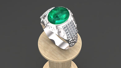 Men’s Sterling Silver Ring with Custom Gemstone | Ruby, Emerald, Sapphire, Birthstone Ring | Handmade Luxury Silver Jewelry