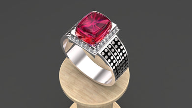 Men’s Sterling Silver Statement Ring with Custom Gemstone – Emerald, Ruby & Sapphire Options | Handmade Luxury Jewelry