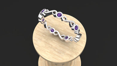 Sterling Silver Infinity Ring with Custom Birthstone – Elegant Personalized Gemstone Band for Women