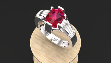 Handcrafted Sterling Silver Men’s Ring with Emerald, Ruby or Sapphire | Custom Luxury Statement Jewelry