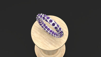 Sterling Silver Eternity Band Ring with Custom Gemstones – Handmade Stackable Jewelry for Women