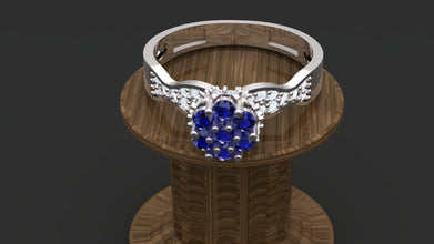 Sterling Silver Customizable Gemstone Floral Ring – Elegant Women’s Statement Ring, Adjustable Design