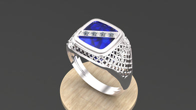 Men’s Sterling Silver Ring with Custom Gemstone – Emerald, Sapphire, Ruby & Diamond Accents