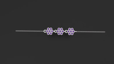 Sterling Silver Customizable Gemstone Flower Bracelet – Elegant Adjustable Women’s Jewelry Gift