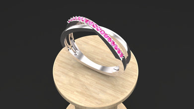 Sterling Silver Crossover Ring with Custom Gemstones – Elegant Women’s Jewelry Gift