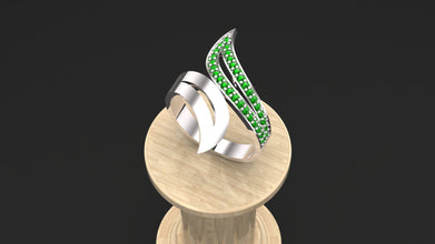 Sterling Silver Wave Design Ring customizable – Modern Adjustable Women’s Statement Jewelry