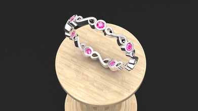 Sterling Silver Infinity Ring with Custom Birthstone – Elegant Personalized Gemstone Band for Women