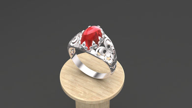 Elegant Sterling Silver Ring with Custom Gemstone (Ruby, Emerald, Sapphire) | Handmade Filigree Design