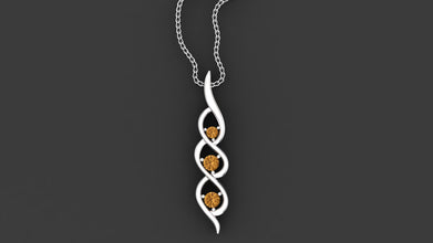 Kaia three-stone silver pendant with sunny yellow citrine, a perfect family necklace.