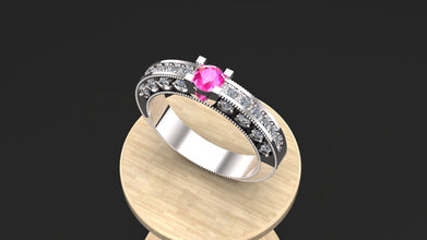 Custom Silver Engagement Ring with Gemstone Options – Personalized Sterling Silver Ring with Diamond Accents