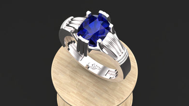 Handcrafted Sterling Silver Men’s Ring with Emerald, Ruby or Sapphire | Custom Luxury Statement Jewelry