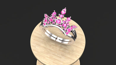 Sterling Silver Crown Ring with Custom Gemstones | Elegant Women’s Tiara-Inspired Jewelry