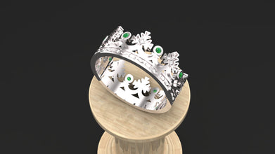 Add royal elegance to your style with this sterling silver crown ring. Choose custom blue or green zircon gemstones. Perfect gift for men & women.