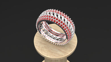 Sterling Silver Multi-Row Gemstone Ring | Custom Color Options (Blue, Red, Purple, Pink) | Elegant Handmade Women’s Jewelry