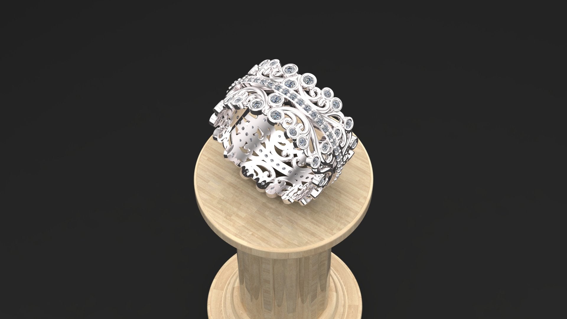 925 Sterling Silver Vintage Filigree Ring with customizable Stones | Wide Band Cocktail Ring for Women | Handmade Custom Silver Jewelry