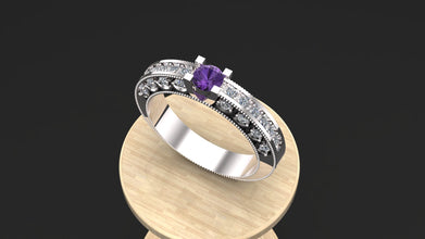 Custom Silver Engagement Ring with Gemstone Options – Personalized Sterling Silver Ring with Diamond Accents