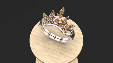 Sterling Silver Crown Ring with Custom Gemstones | Elegant Women’s Tiara-Inspired Jewelry