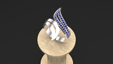 Sterling Silver Wave Design Ring customizable – Modern Adjustable Women’s Statement Jewelry