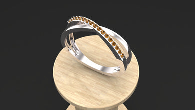 Sterling Silver Crossover Ring with Custom Gemstones – Elegant Women’s Jewelry Gift