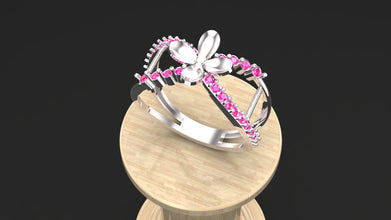 Sterling Silver Floral Ring with Custom Gemstones | Handmade Adjustable Flower Design