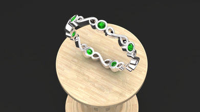 Sterling Silver Infinity Ring with Custom Birthstone – Elegant Personalized Gemstone Band for Women