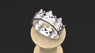 Add royal elegance to your style with this sterling silver crown ring. Choose custom blue or green zircon gemstones. Perfect gift for men & women.